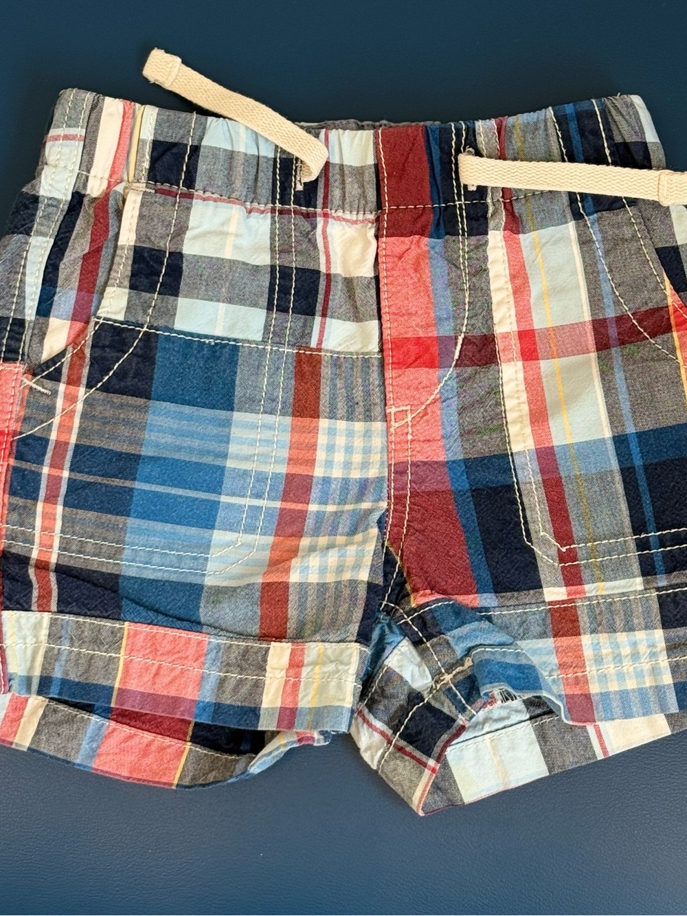 Baby Gap Plaid Cotton Drawstring Shorts - Multi Color 12-18 Months